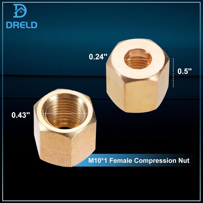 DRELD 36 inch 1/4'' Pilot Tube Fitting Kit with Olive Fittings M10x1 Female and Male Nuts, 1/4 Inch OD Stainless Steel Flexible Flex Pilot Burner Tube Pipe Fit for Natural Gas Propane Appliances - Image 3